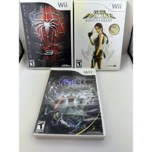 Nintendo Wii Spider Man 3 Star Wars Force Unleashed Tomb Raider Spider-Man CIB